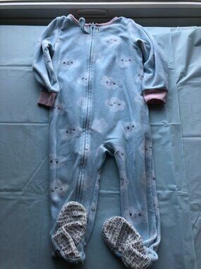 Carter's 24-months Footie Pajamas; Light blue w/clouds; Fleece; Like new; Comfy